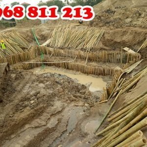 thi công cọc tre trên đất ẩm